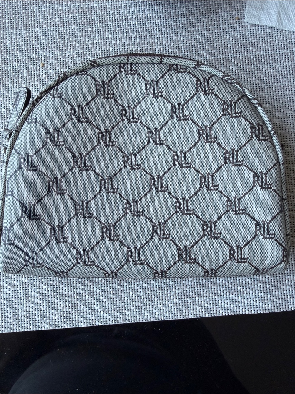 Ralph Lauren Gray Monogram Cosmetic Pouch